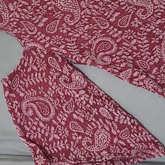 LUCKY‎ BRAND Women's Deep Red High-Low Cold Shoulder Blouse - Size Large - Picture 5 of 16